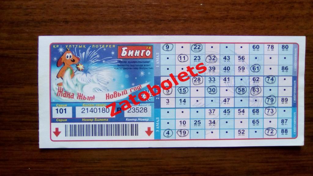Лотерея лотерейный билет БИНГО Новый год Казахстан