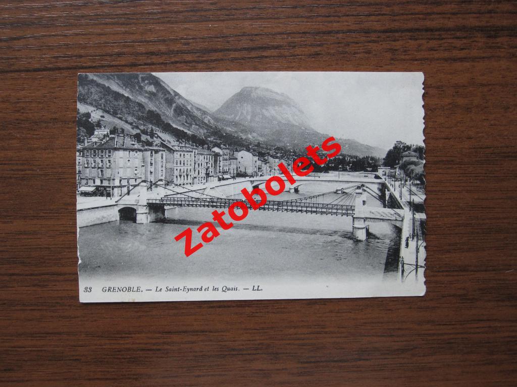 Почтовая карточка Франция Гренобль Мост через Изер