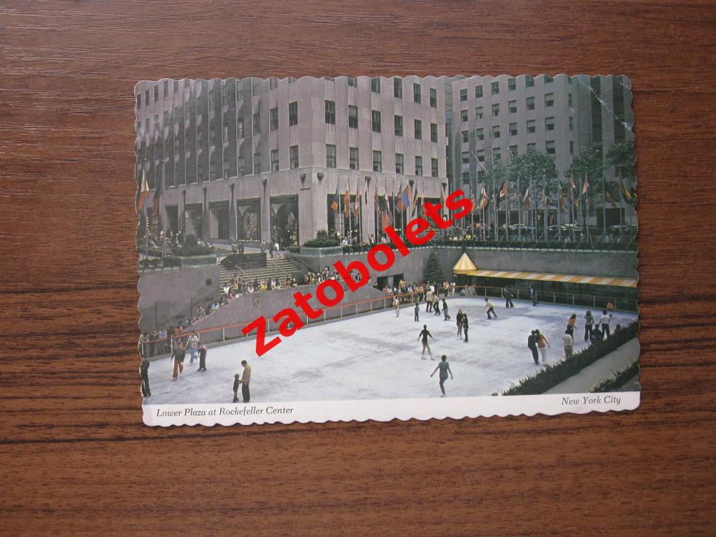 Почтовая карточка США Нью-Йорк Рокфеллер-плаза Каток Фигурное катание Города 7