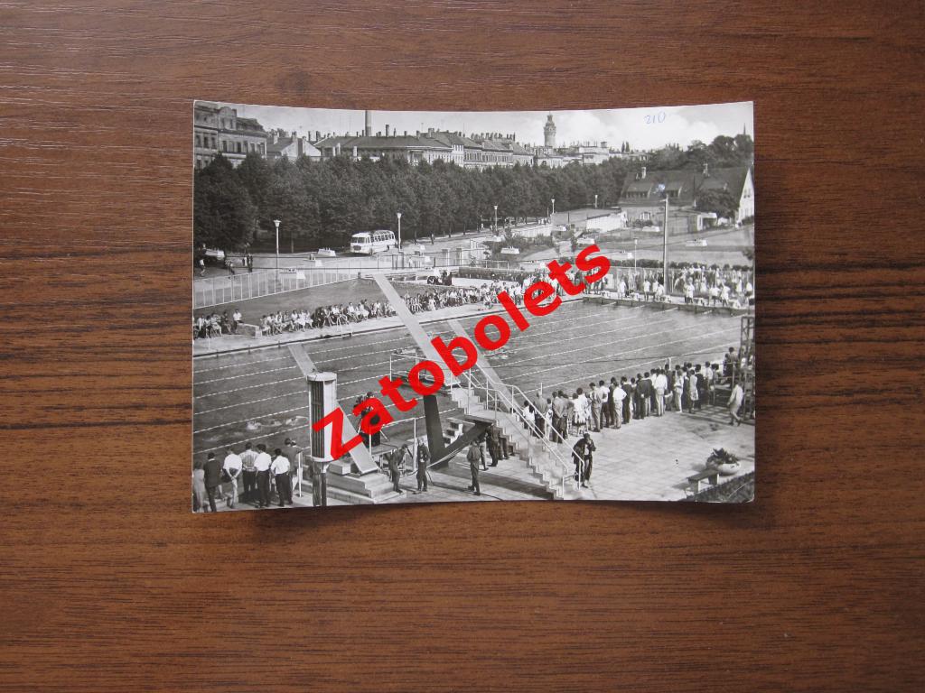 Почтовая карточка Германия Лейпциг Водный стадион бассейн Виды городов 7