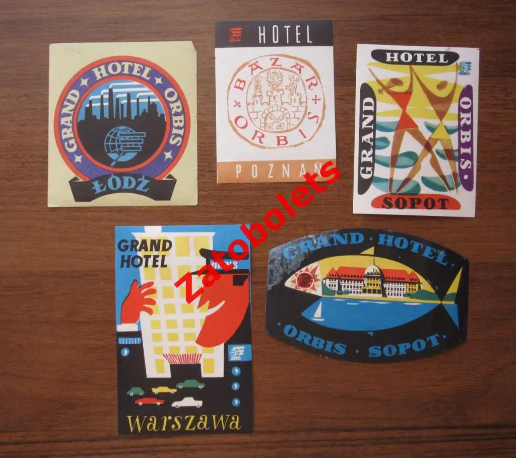 Наклейки/стикеры отелей/гостиниц Познань Лодзь Варшава Сопот / Польша