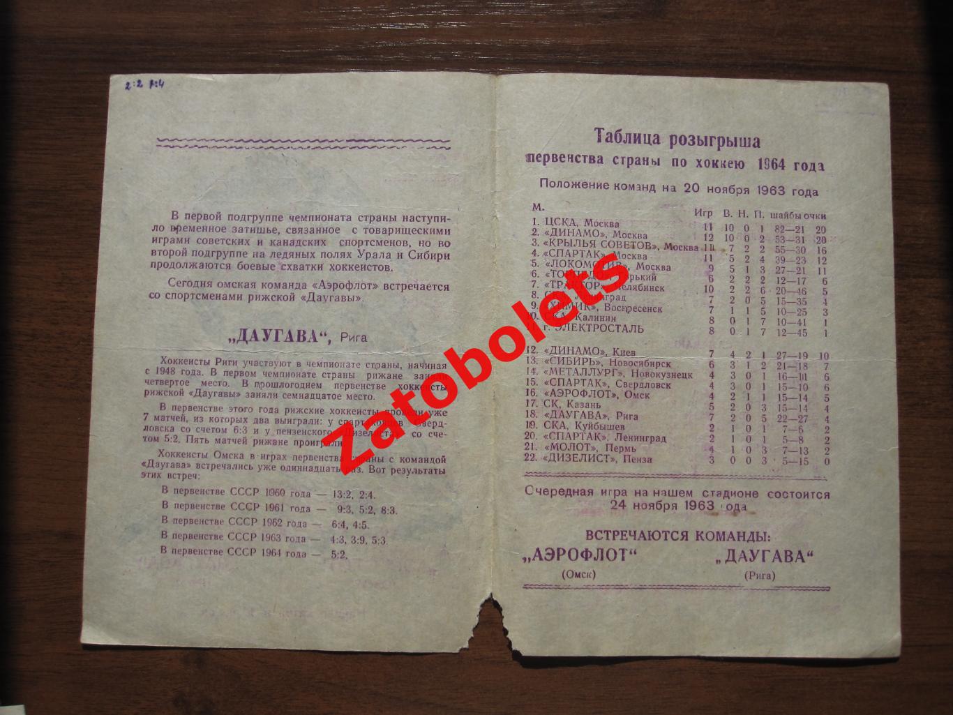 Аэрофлот Омск - Даугава Рига 22.11.1963 1