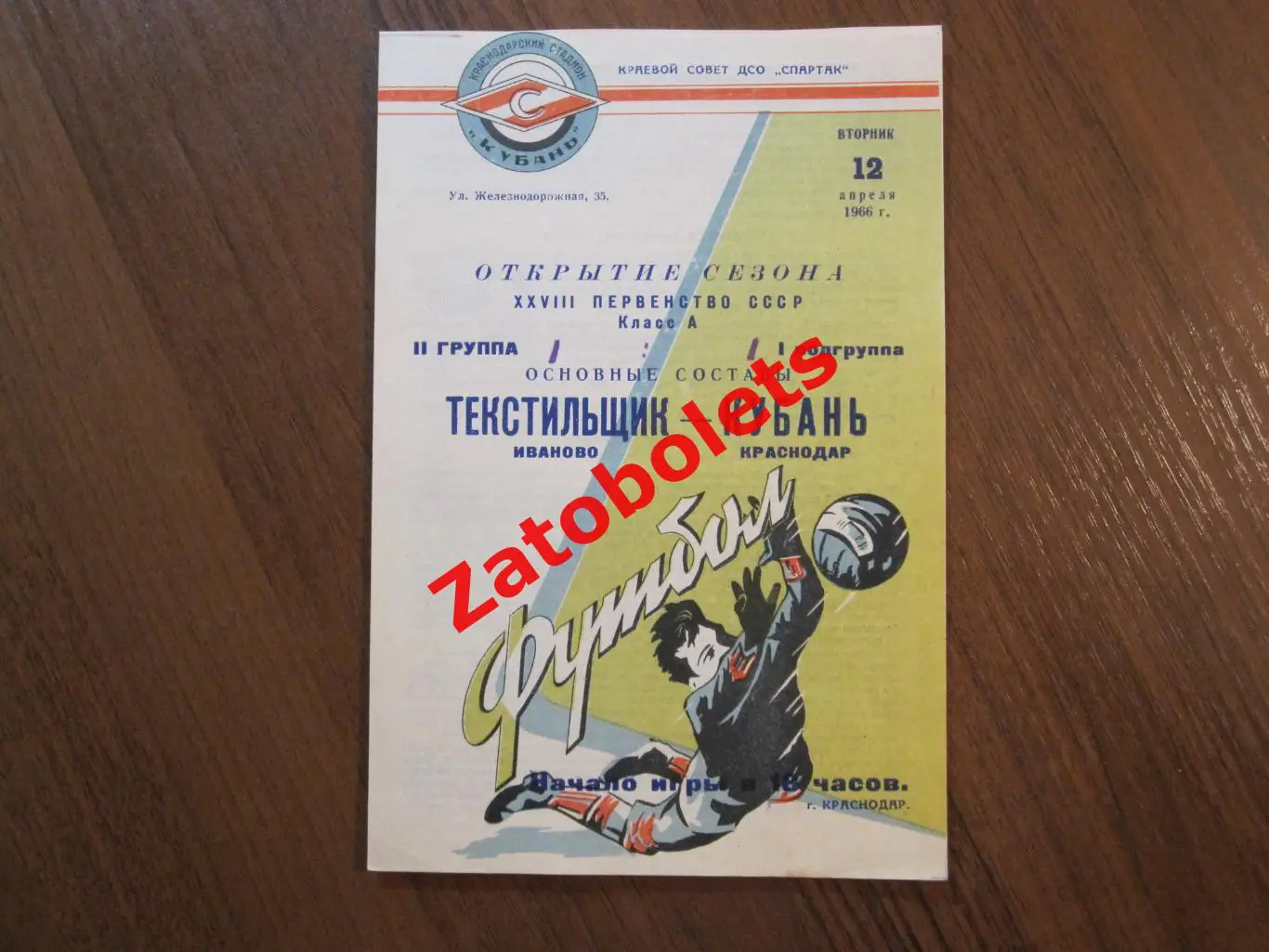 Кубань Краснодар - Текстильщик Иваново 1966