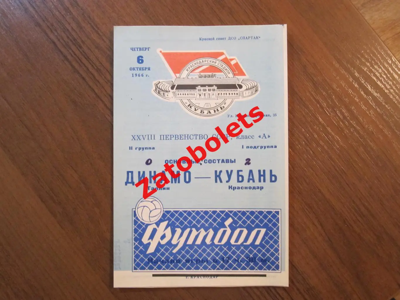 Кубань Краснодар - Динамо Таллин 1966