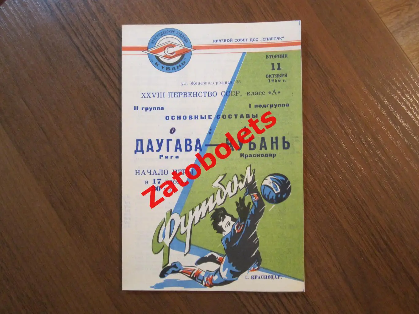 Кубань Краснодар - Даугава Рига 1966
