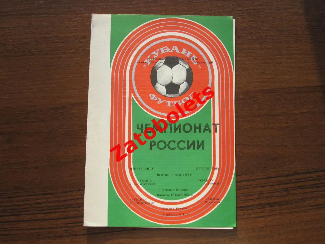 Кубань Бараниковский - Урарту Грозный, Анжи Махачкала 1992