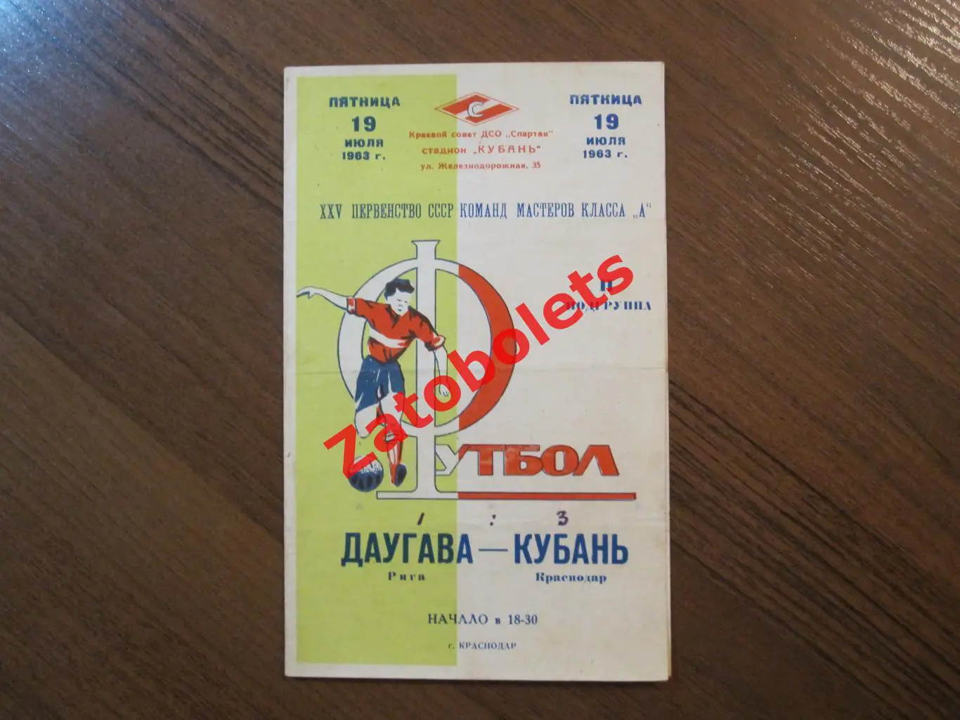 Кубань Краснодар - Даугава Рига 1963