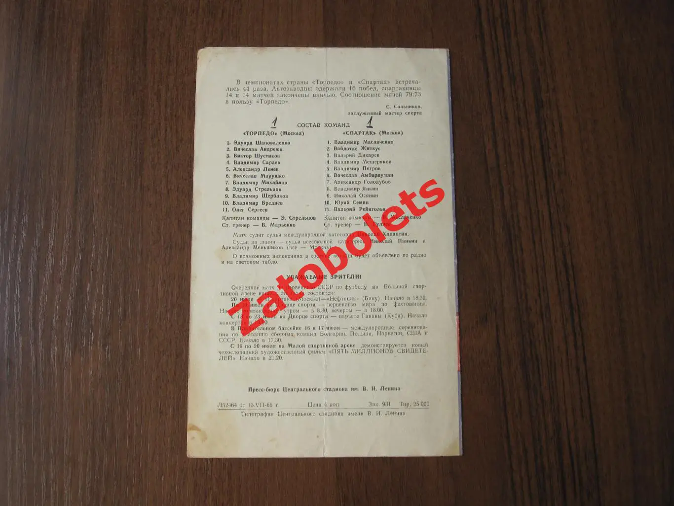 Торпедо Москва - Спартак 1966 1