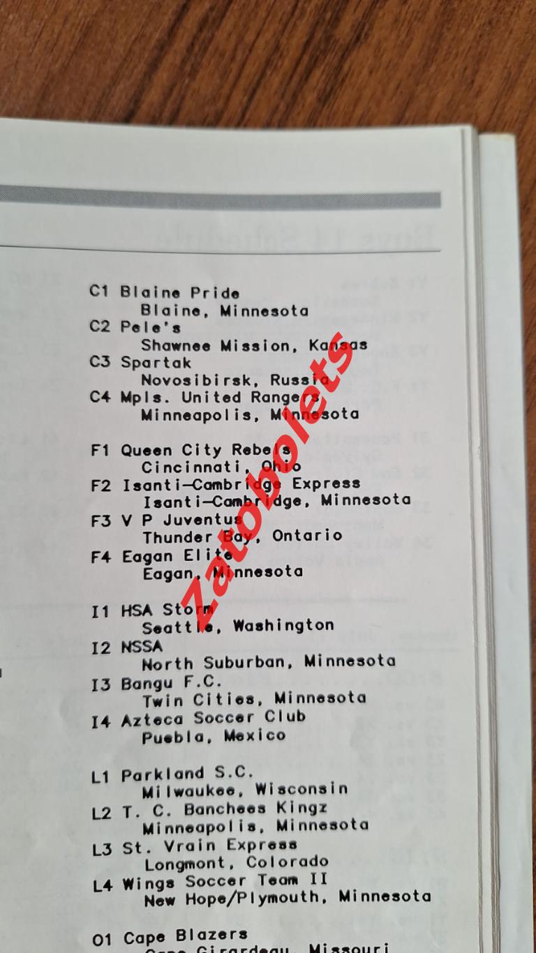 Кубок США 1994 Спартак Москва Новосибирск Владикавказ Санкт-Петербург ЮНОШИ 7