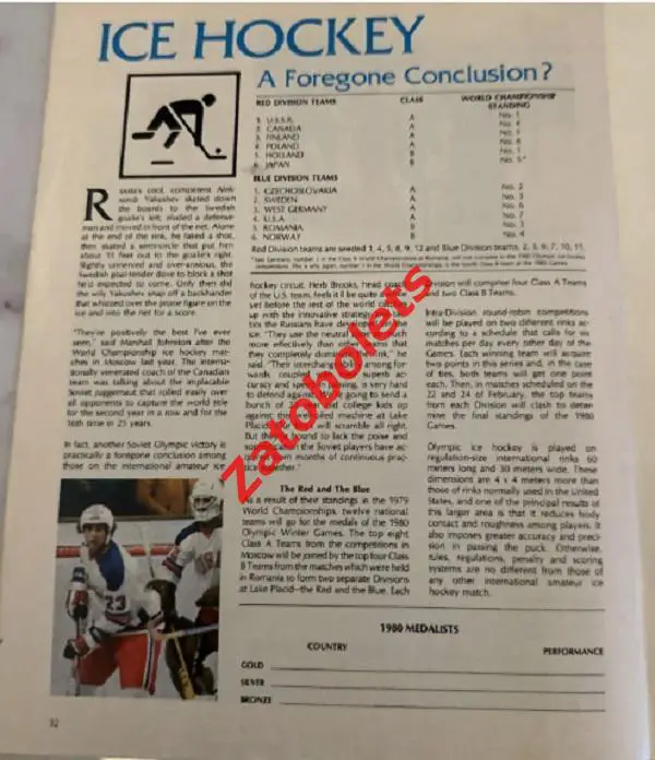 Хоккей Олимпийские Игры 1980 Лейк-Плэсид США (сборная СССР) ТВ-гид Олимпиада 2