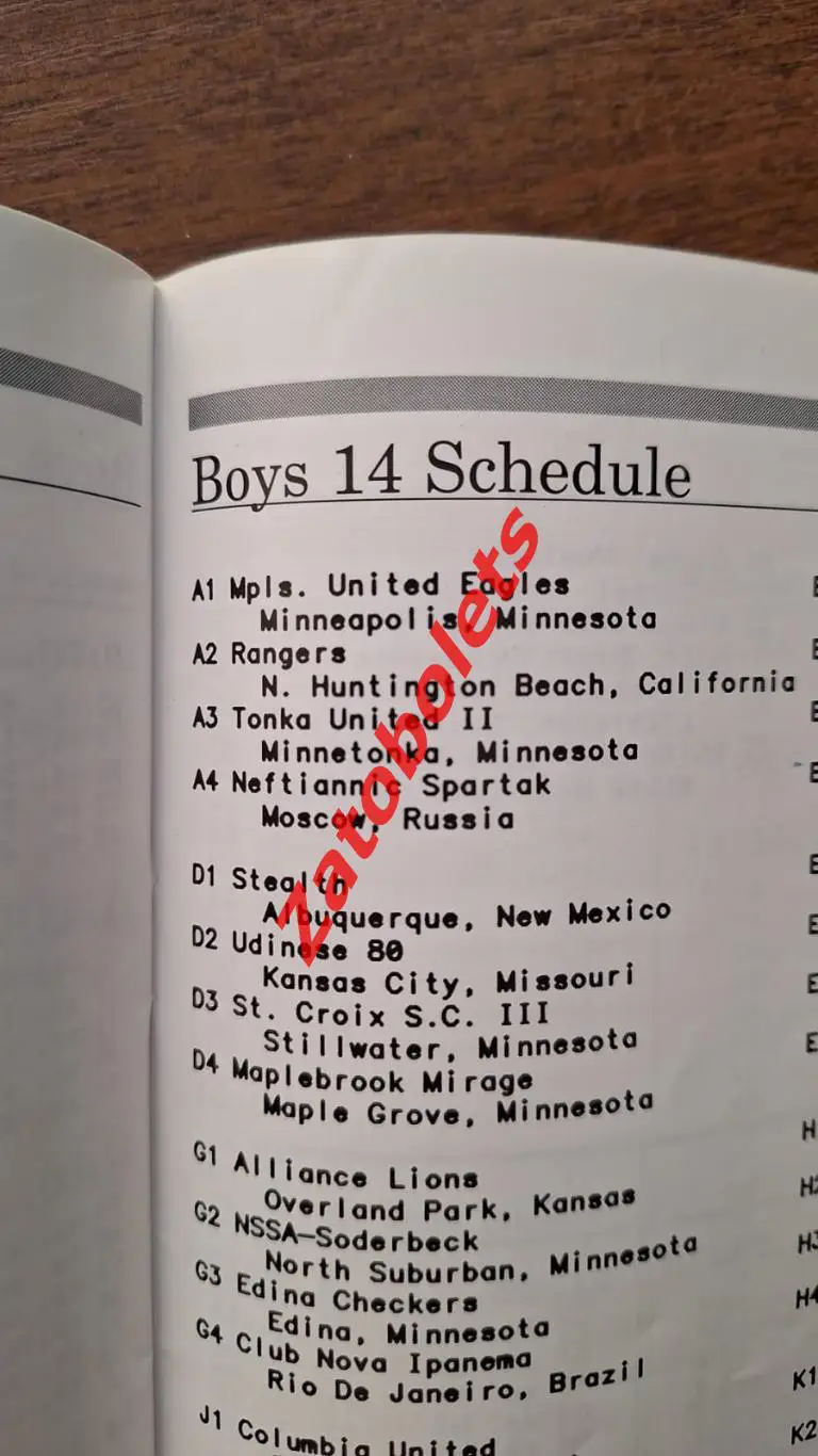 Кубок США 1994 Спартак Москва Новосибирск Владикавказ Санкт-Петербург ЮНОШИ U-16 5