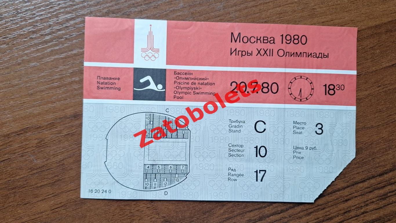 Олимпийские игры 1980 Олимпиада Москва Плавание 20.07 на 18.30