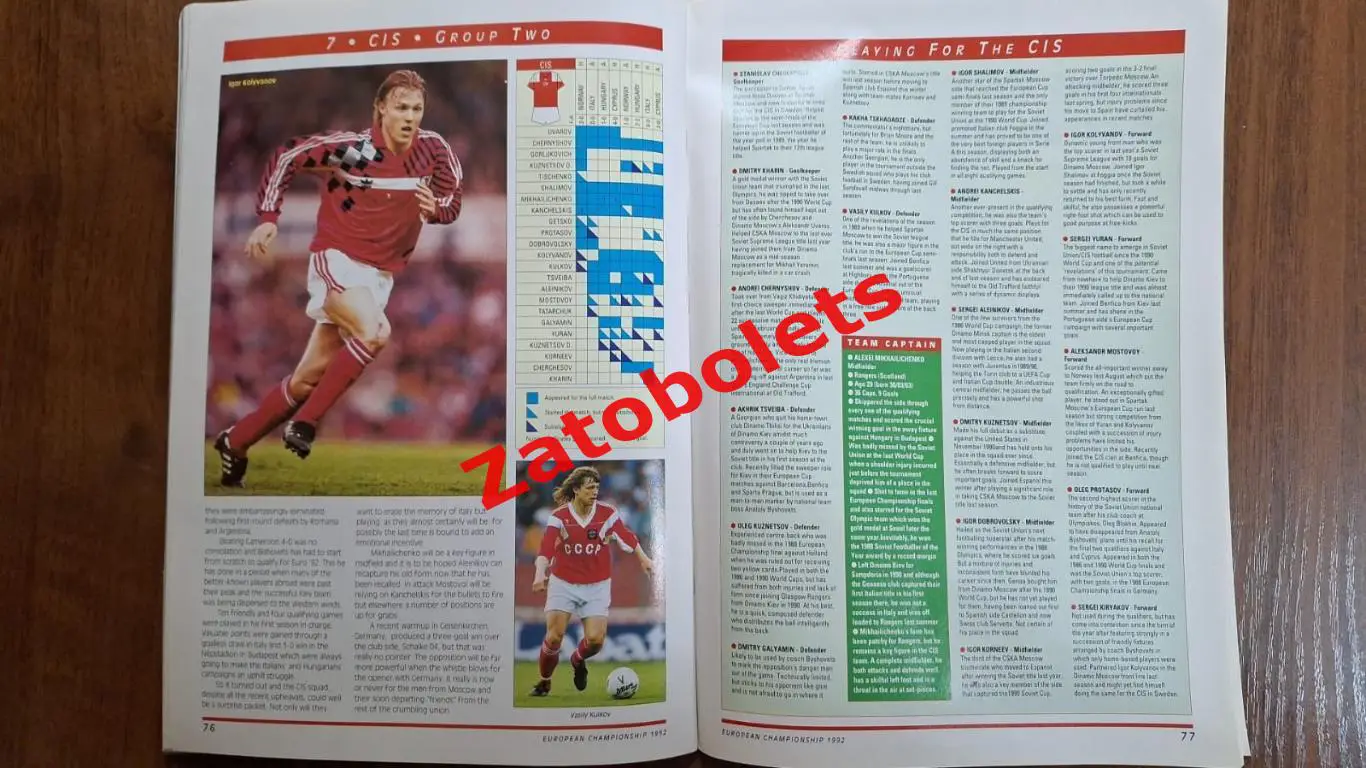 Программа Чемпионат Европы по футболу 1992 ITV Sport EURO Сборная СССР / СНГ 5