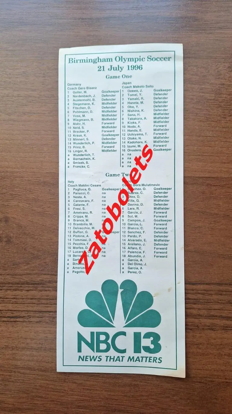 Германия - Япония жен / Италия - Мексика мужчины 1996 Олимпийские Игры Олимпиада