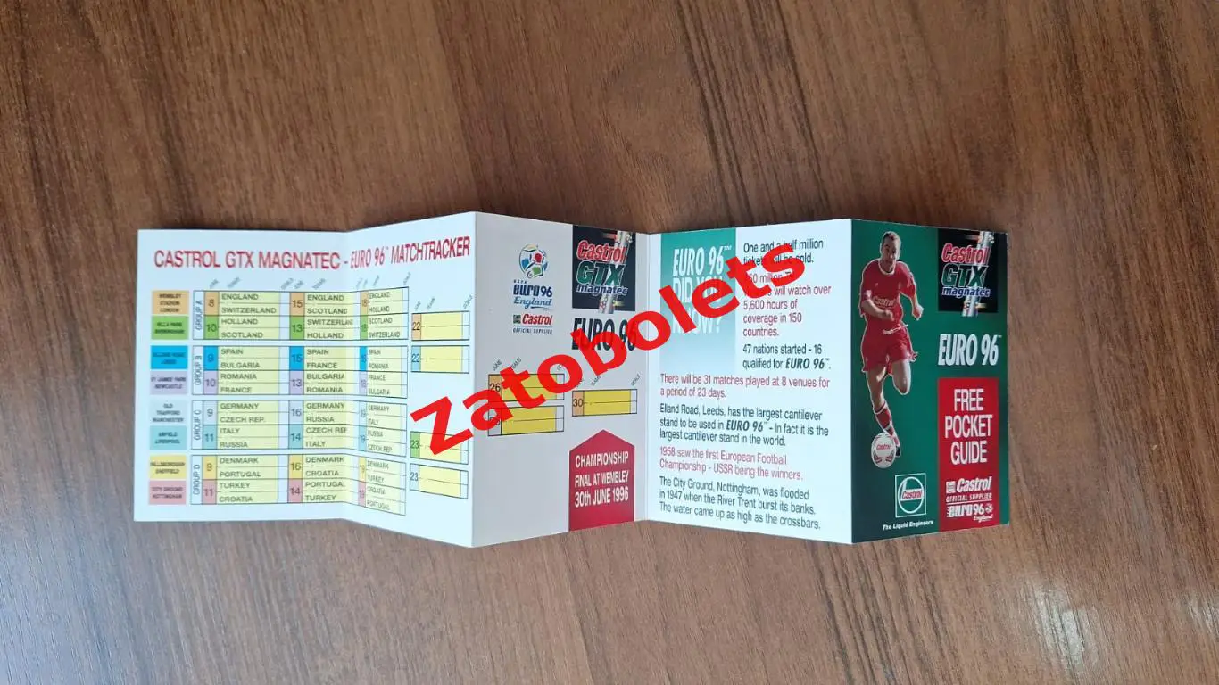 Чемпионат Европы 1996 Castrol Гид Мини-буклет 1