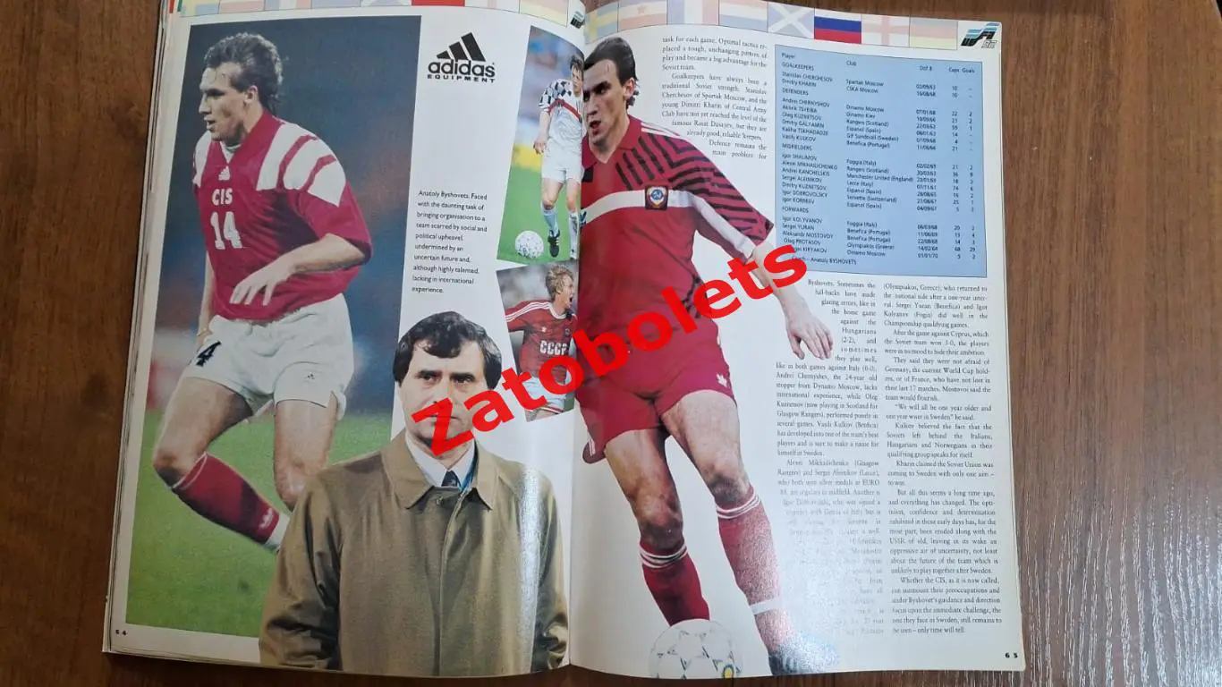 Футбол Чемпионат Европы 1992 официальный журнал / Сборная СНГ ЕВРО-92 2