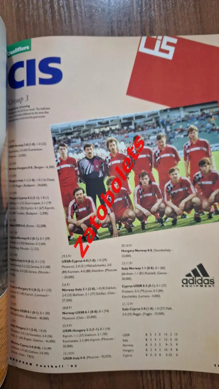 Футбол Чемпионат Европы 1992 официальный журнал / Сборная СНГ ЕВРО-92 5