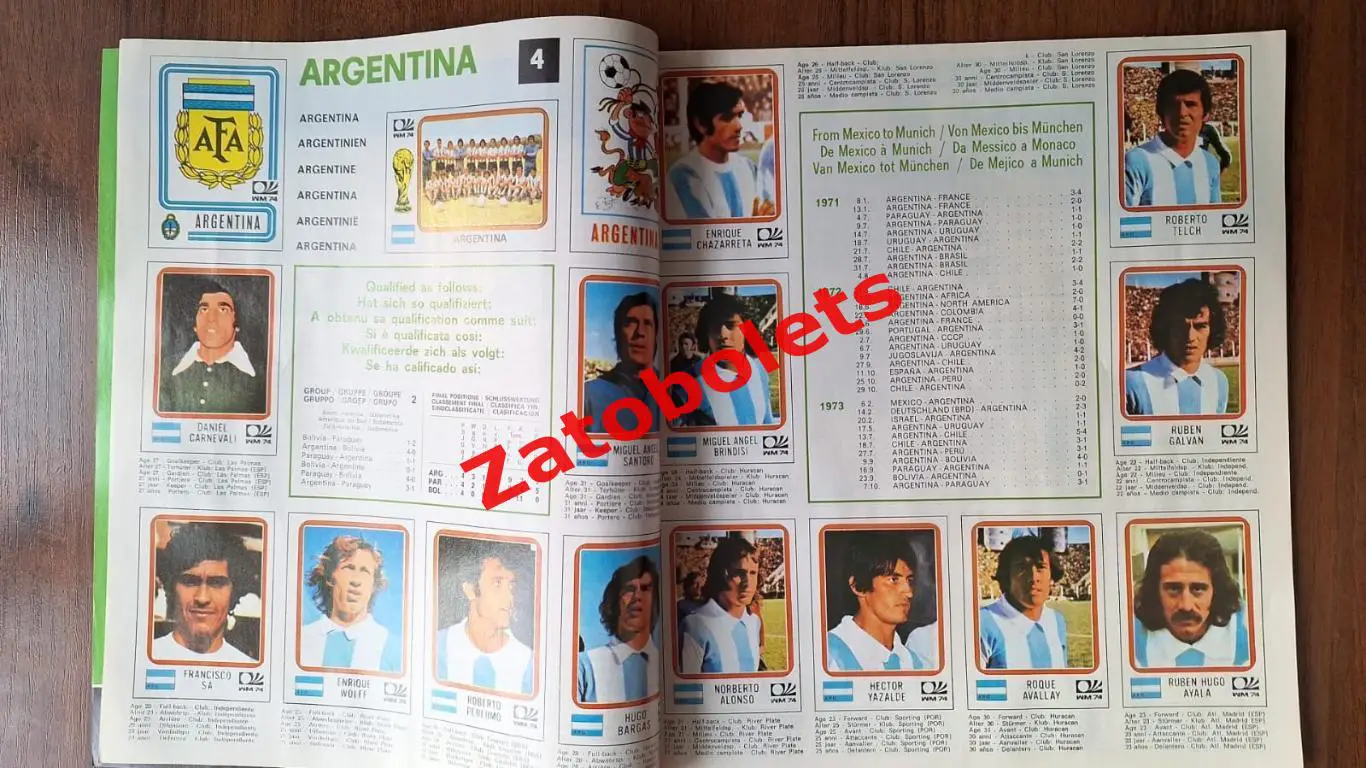 Футбол The Observer Альбом / Чемпионат мира 1974 Германия Panini 2