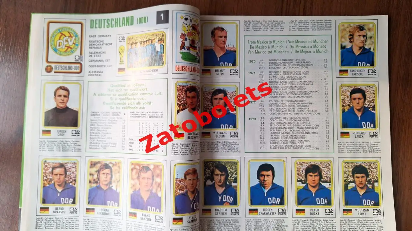 Футбол The Observer Альбом / Чемпионат мира 1974 Германия Panini 5