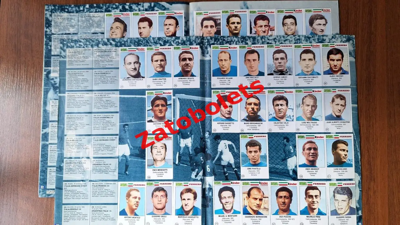 Альбом AZZURRI с наклейками игроков сборной Италии 1910 - 1994 Guerin Sportivo 2