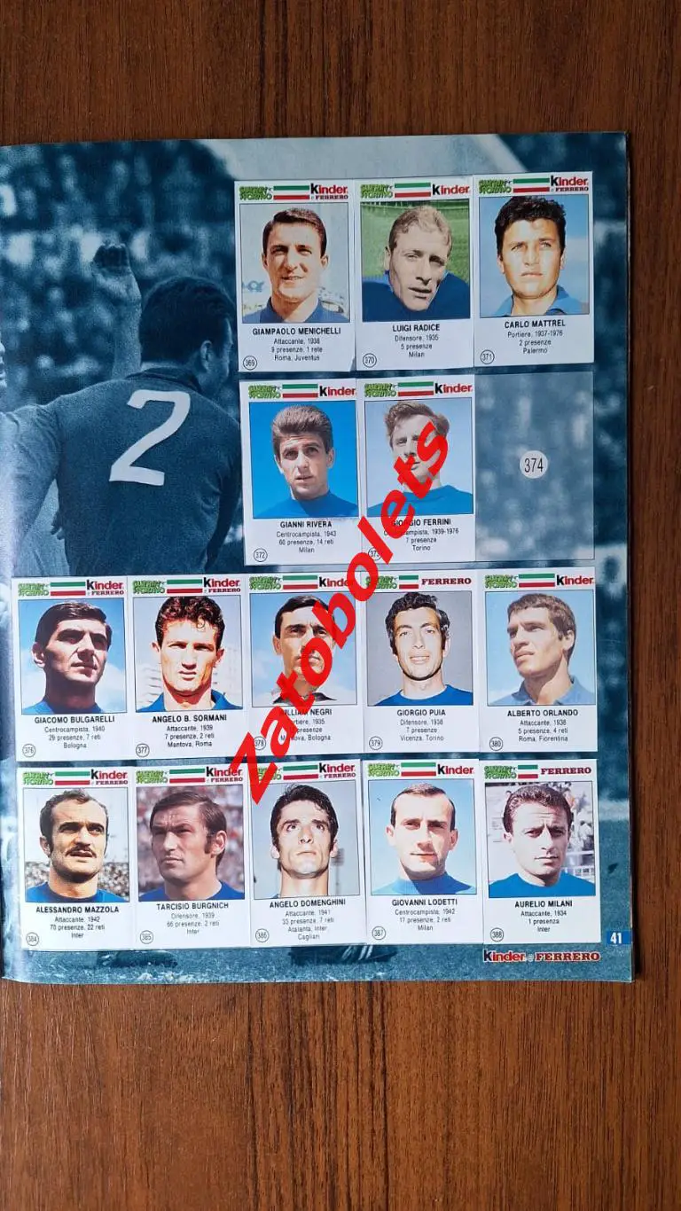 Альбом AZZURRI с наклейками игроков сборной Италии 1910 - 1994 Guerin Sportivo 3