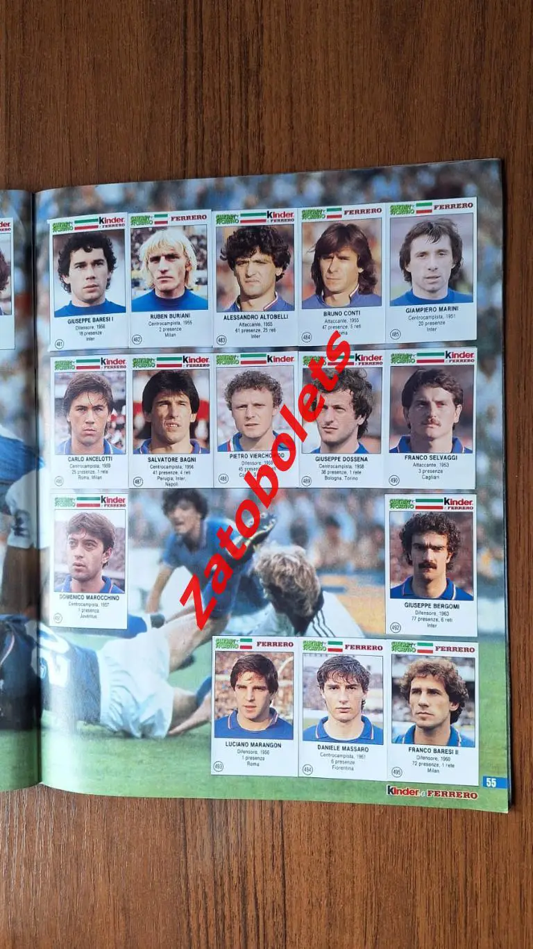 Альбом AZZURRI с наклейками игроков сборной Италии 1910 - 1994 Guerin Sportivo 4