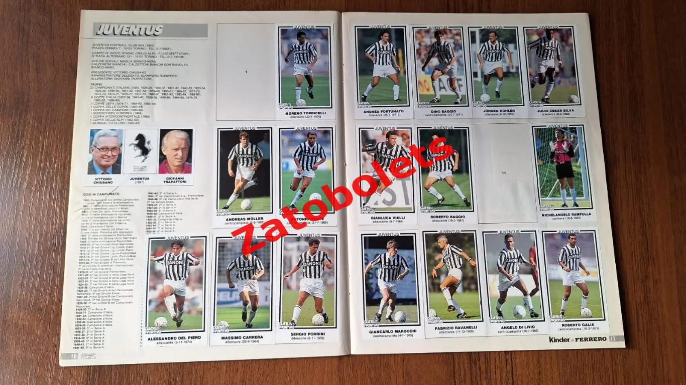 Альбом Серия А Чемпионат Италии 1993 - 1994 Guerin Sportivo Ювентус Милан Рома 2