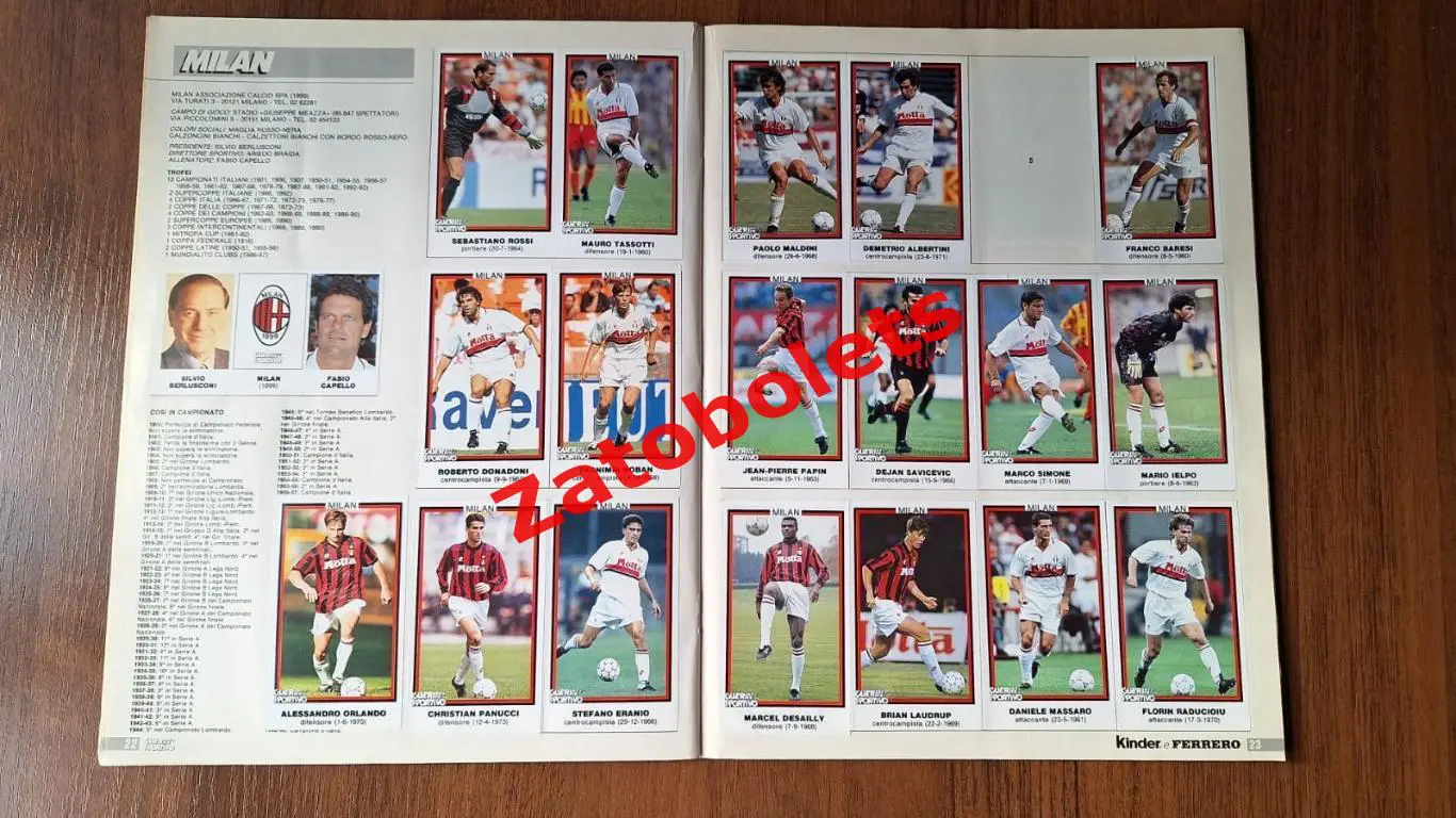 Альбом Серия А Чемпионат Италии 1993 - 1994 Guerin Sportivo Ювентус Милан Рома 3