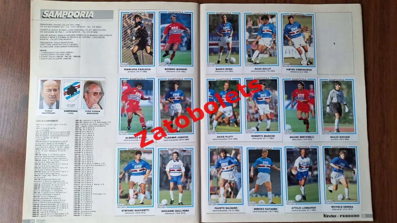 Альбом Серия А Чемпионат Италии 1993 - 1994 Guerin Sportivo Ювентус Милан Рома 3