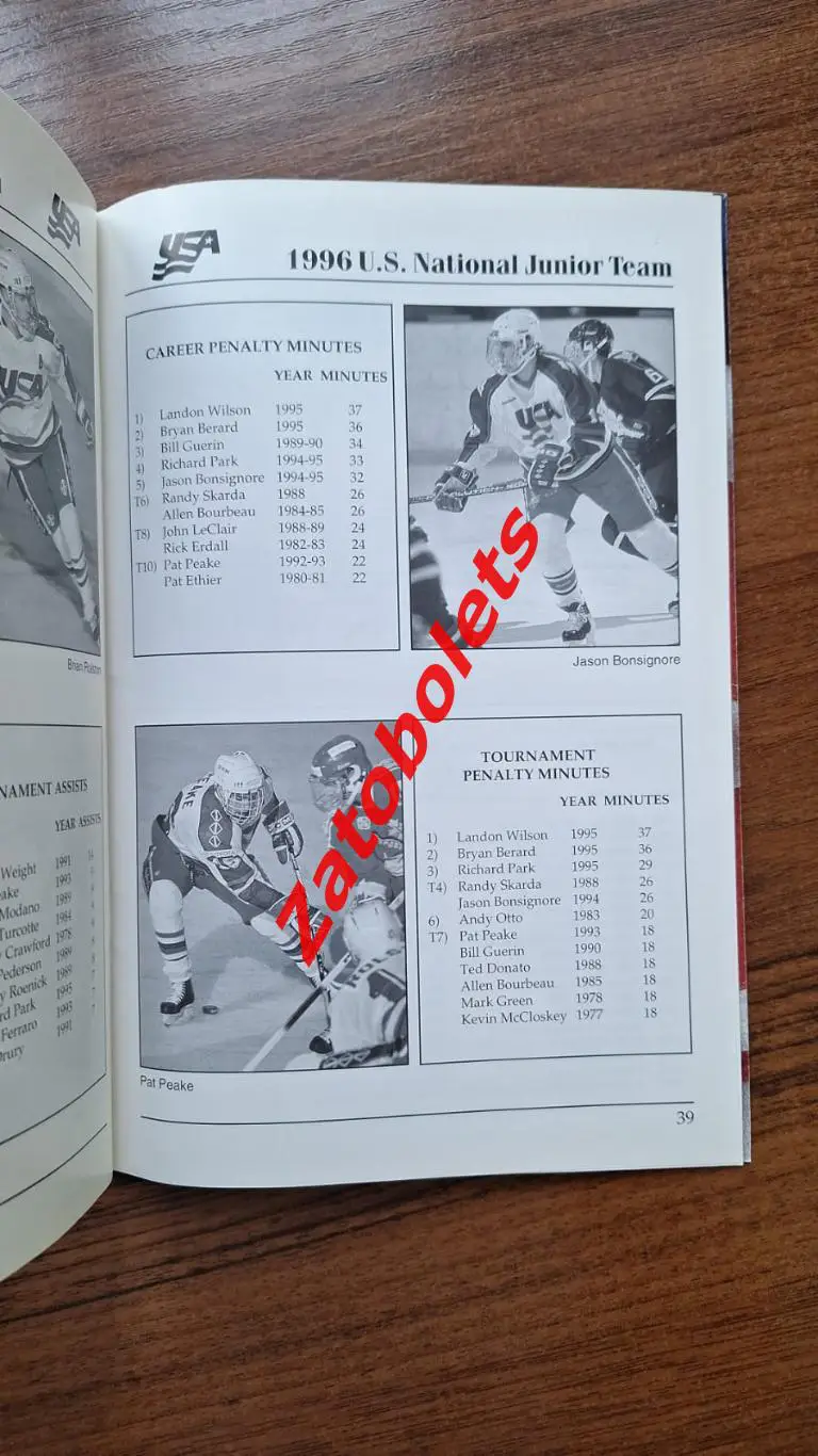 Хоккей Чемпионат Мира США 1996 Молодежные Россия Украина Media Guide сборной США 4