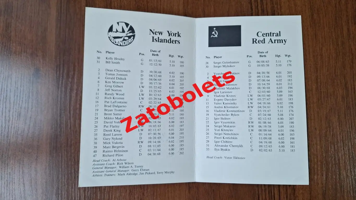 Нью-Йорк Айлендерс США НХЛ - ЦСКА Москва 1988 1