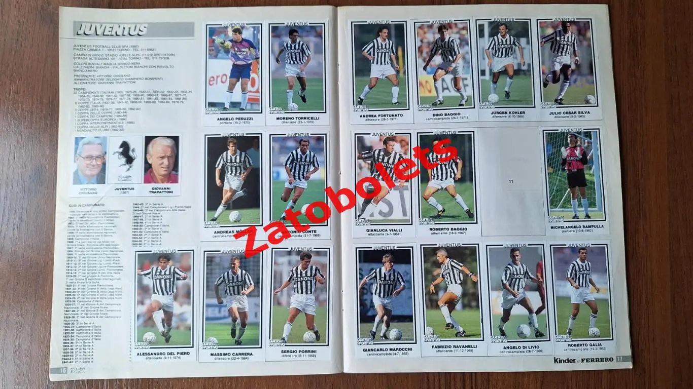Альбом Серия А Чемпионат Италии 1993 - 1994 Guerin Sportivo Ювентус Милан Рома 1
