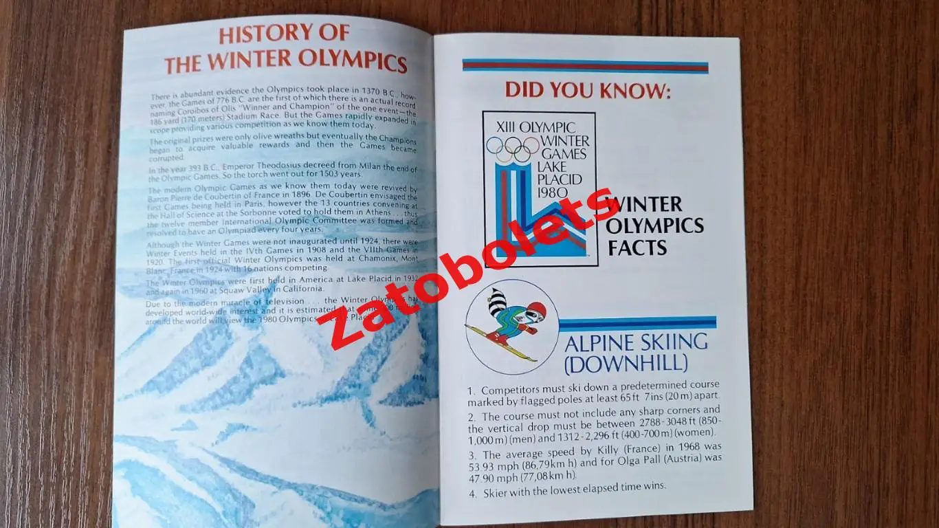 Олимпийские Игры Олимпиада Лейк-Плэсид 1980 США Книга фактов 3