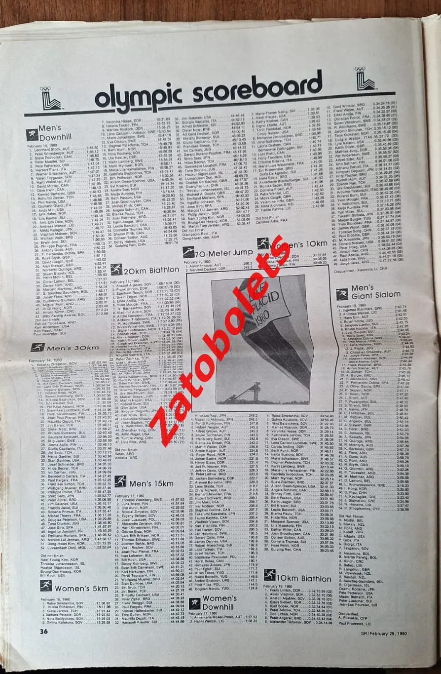 Ski Racing Олимпийские Игры Олимпиада Лейк-Плэсид 1980 США 5