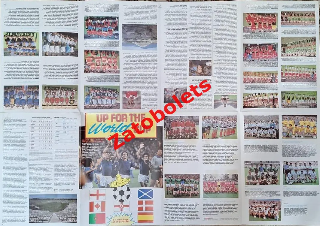 Плакат Чемпионат Мира 1986 Мексика / СССР + фото команд + наклейки 1