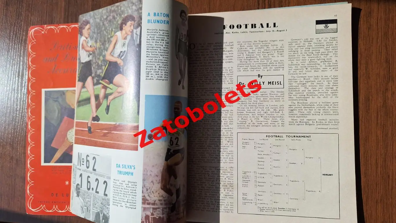 Олимпийские Игры Олимпиада 1952 Хельсинки + Осло ИТОГИ футбол хоккей и др. 2