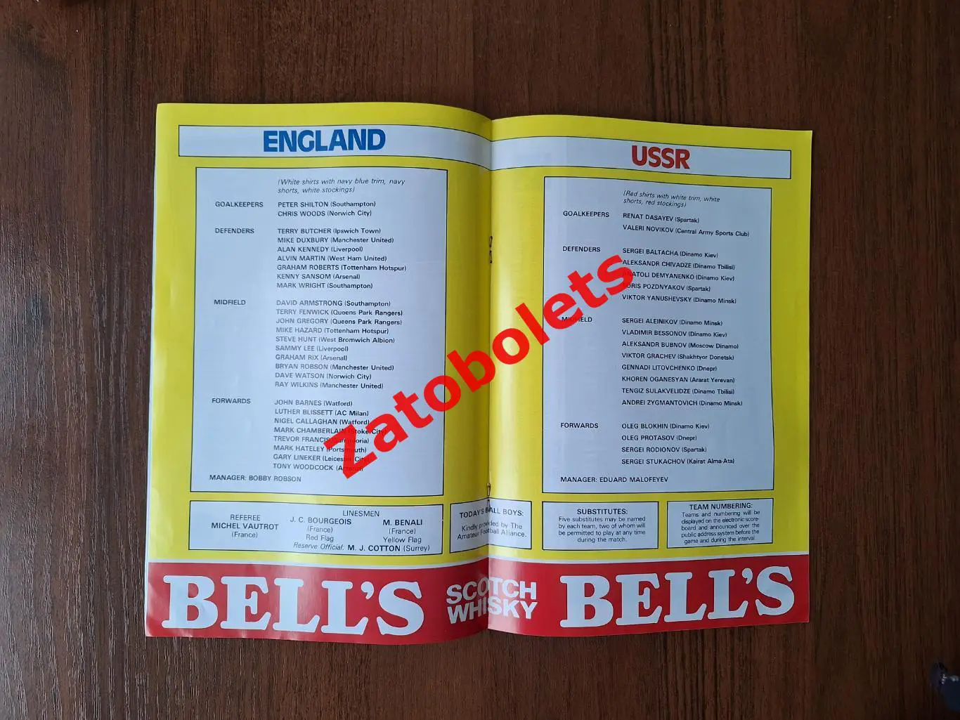 Англия - СССР 1984 1