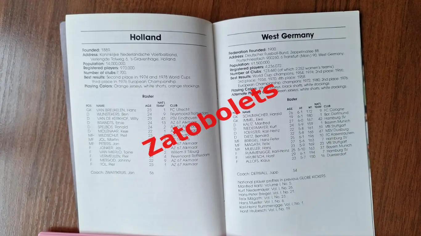 Голландия / Нидерланды - Германия 1980 The Globe Kicker Товарищеский матч 3