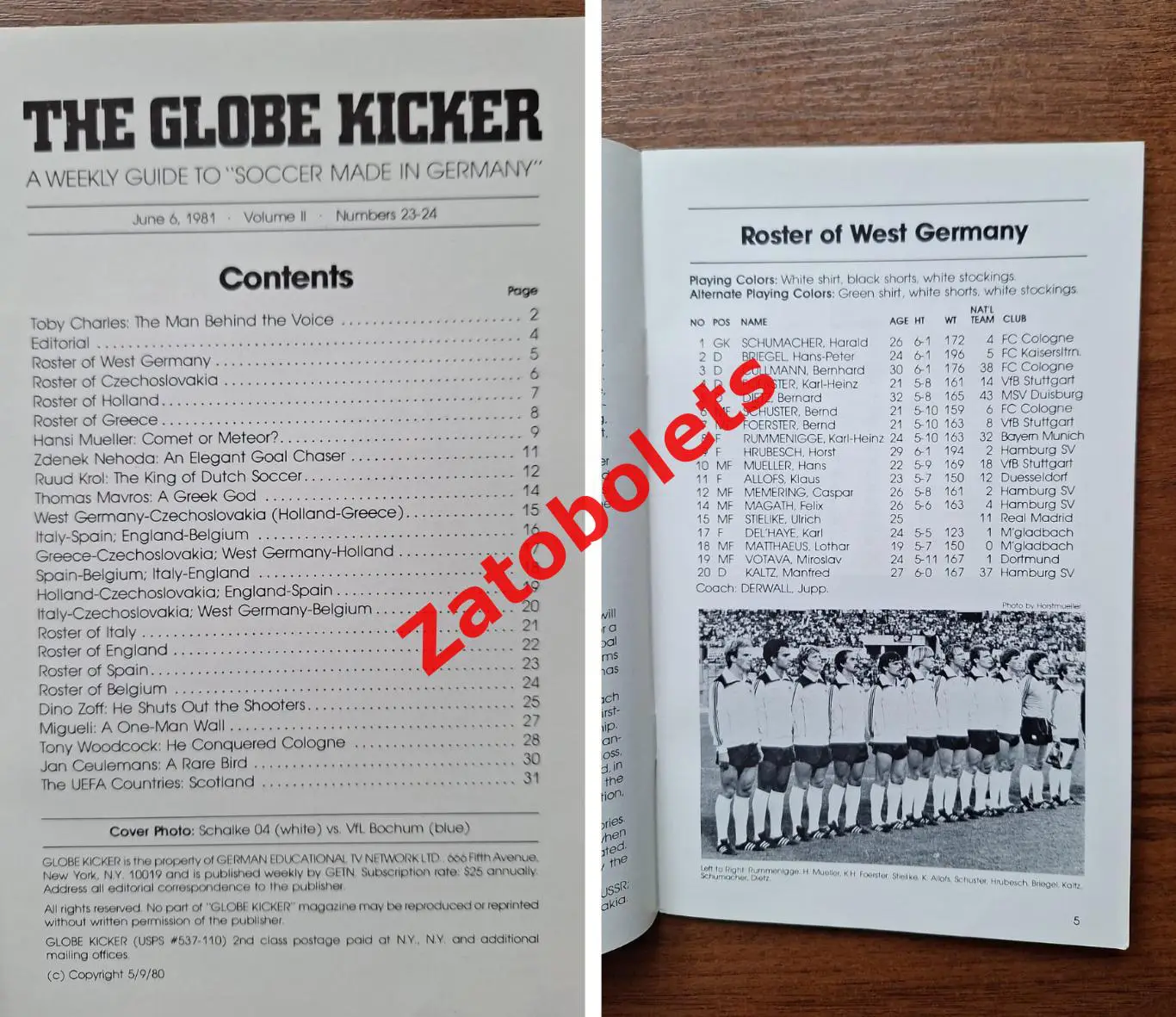 Футбол Программа Чемпионат Европы 1980 EURO - 80 The Globe Kicker 1