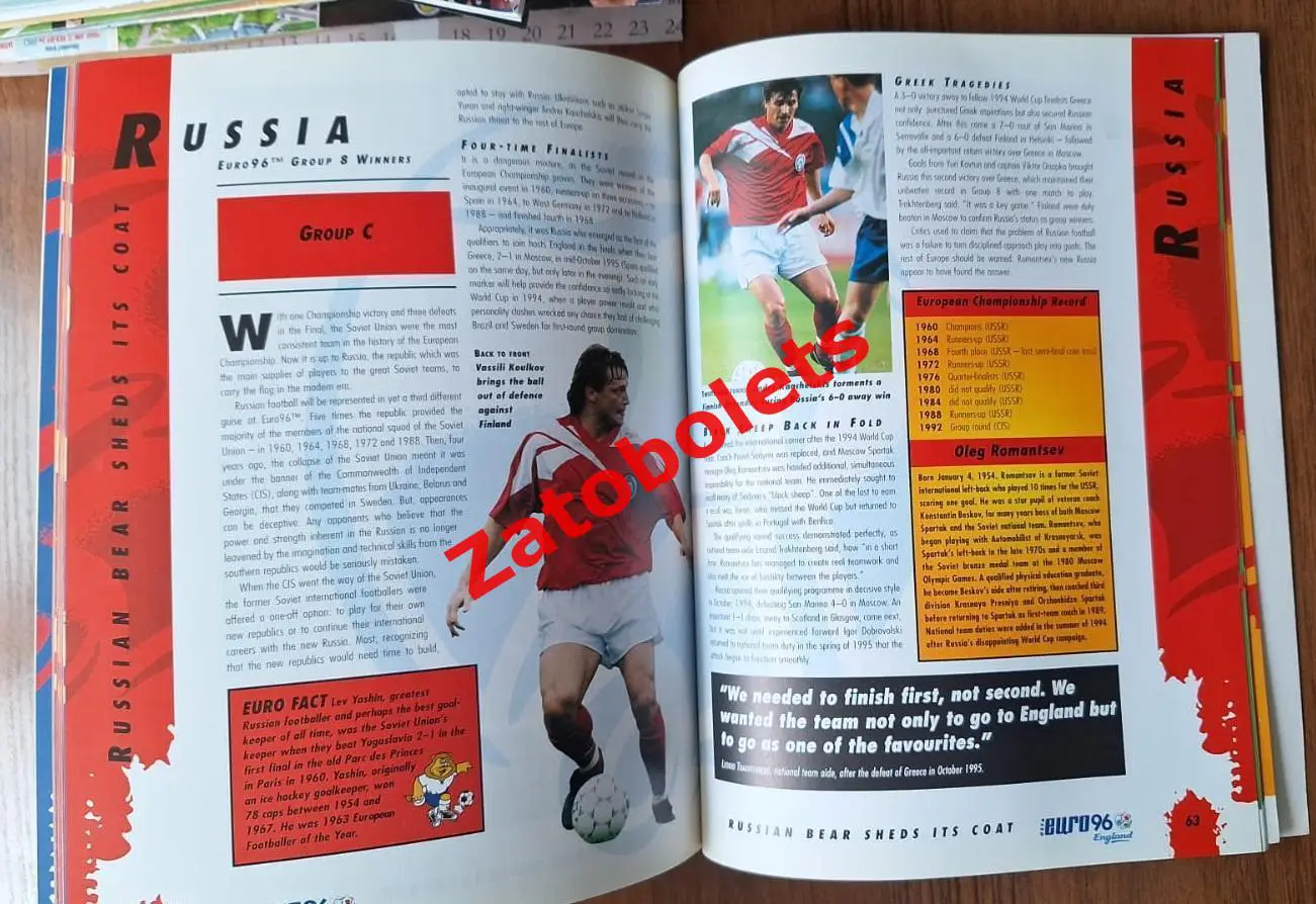Чемпионат Европы 1996 Official book / Сборная России 1