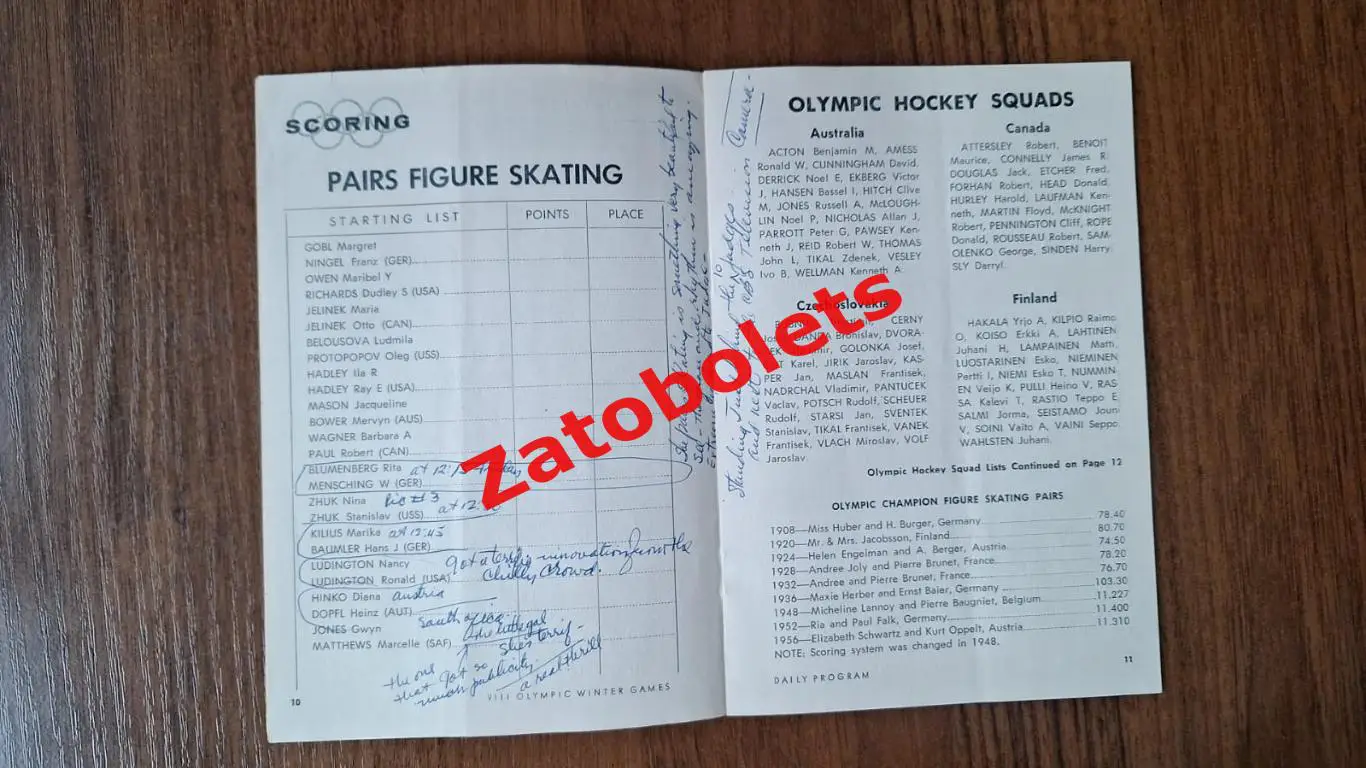 Германия / ФРГ - сборная СССР 19.02.1960 Олимпийские игры Олимпиада Скво-Вэлли 1