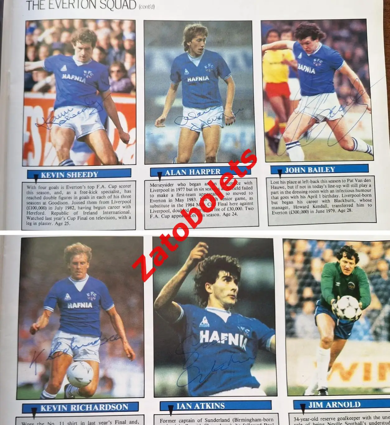 Автографы Эвертон - Манчестер Юнайтед 1985 Робсон Хьюз Страчан Стэплтон Стивенс 3