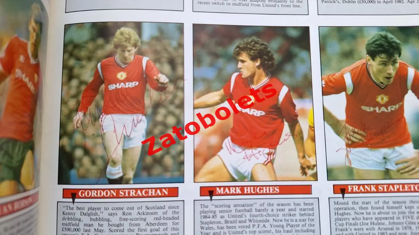 Автографы Эвертон - Манчестер Юнайтед 1985 Робсон Хьюз Страчан Стэплтон Стивенс 6