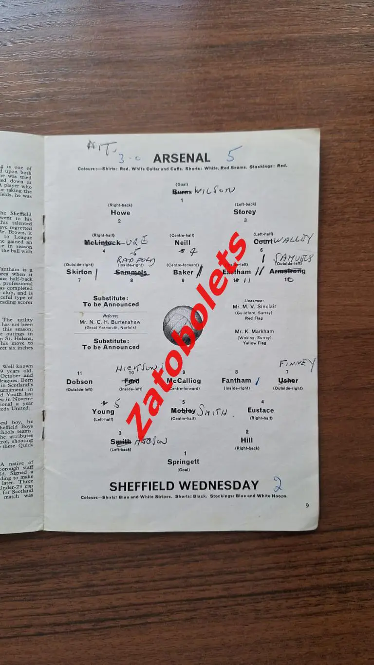 Арсенал Лондон - Шеффилд Уенсдэй 1965 1