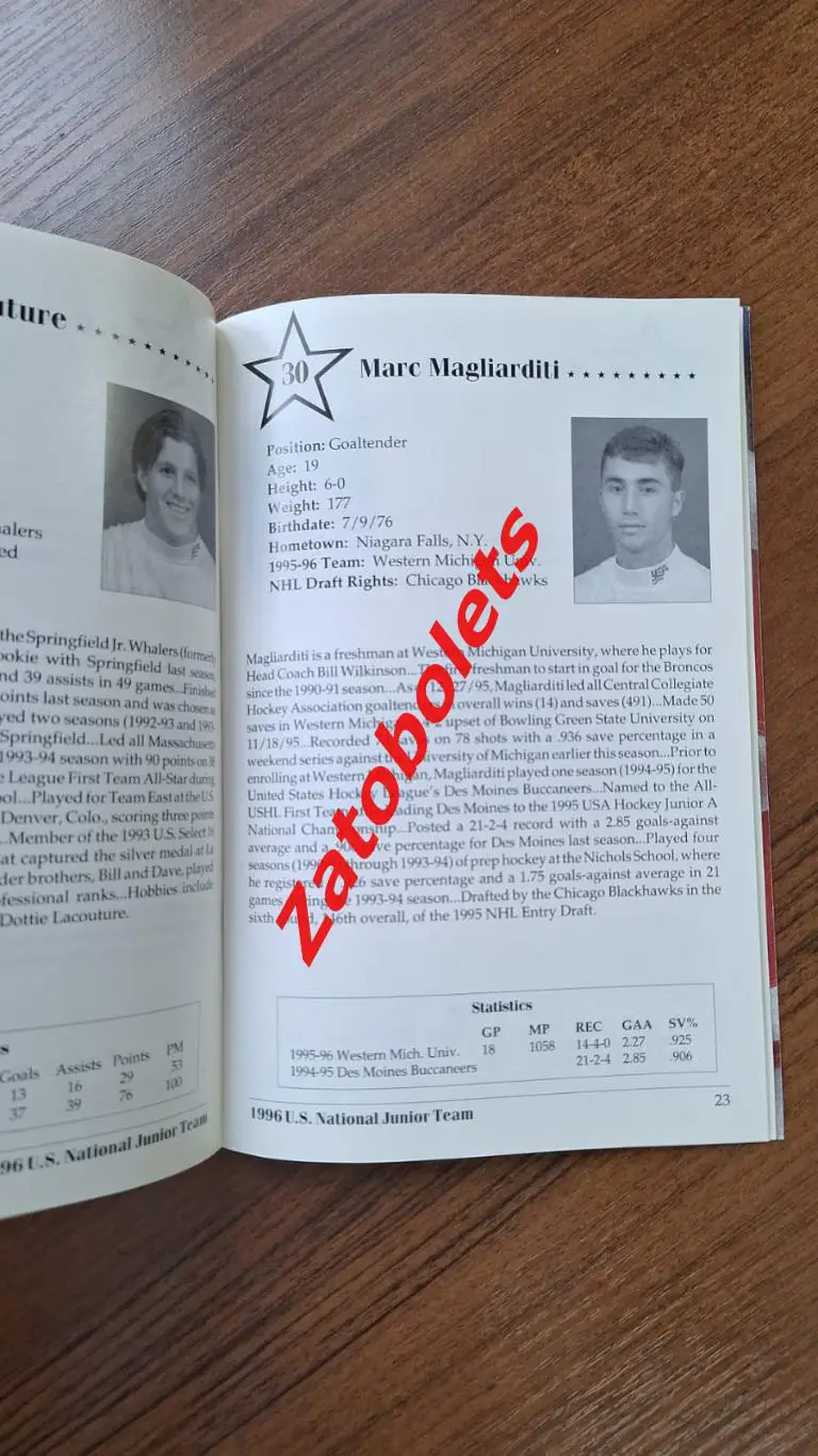 Хоккей Чемпионат Мира США 1996 Молодежные Россия Украина Media Guide сборной США 3