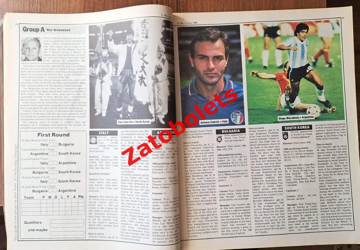 Чемпионат Мира 1986 Мексика ТВ-гид Radio Times 2
