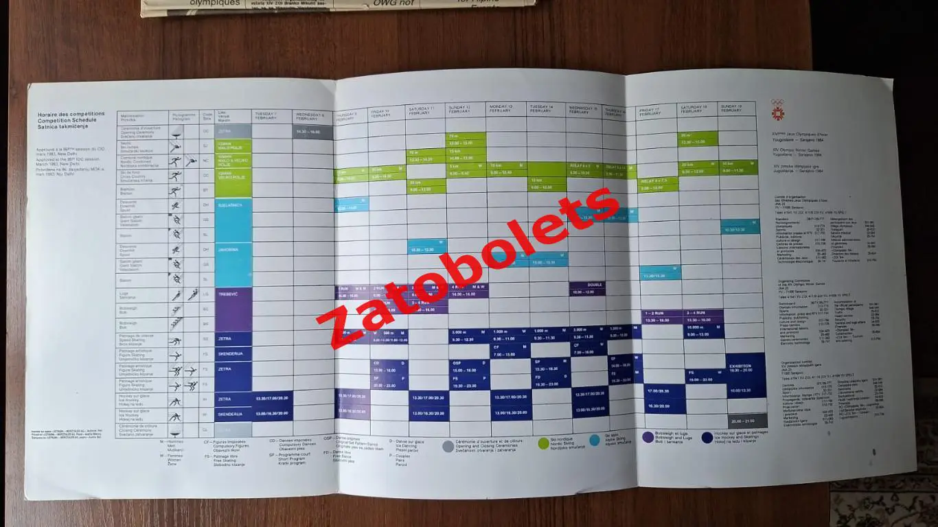 Олимпийские Игры Олимпиада 1984 Сараево Расписание и карта 1