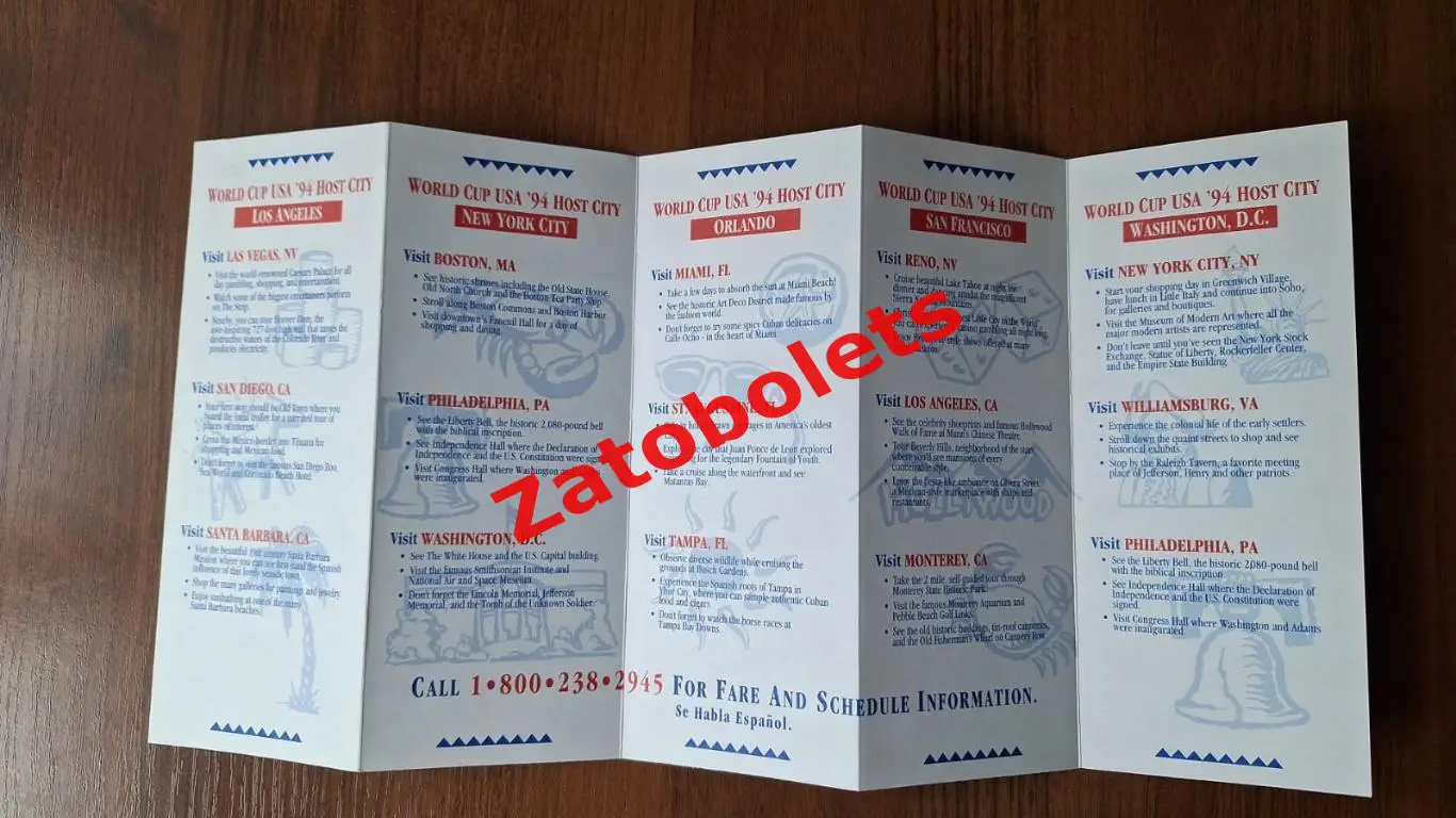1994 Чемпионат Мира по футболу США Путеводитель по городам 1