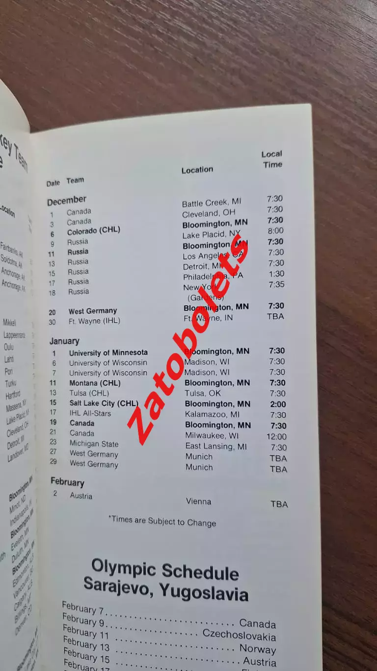 Хоккей Сборная США 1984 Медиа-гид 4