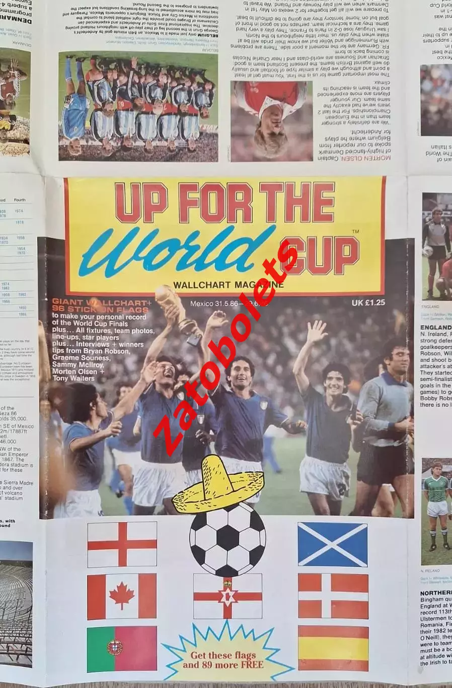 Плакат Чемпионат Мира 1986 Мексика / СССР + фото команд + наклейки 2
